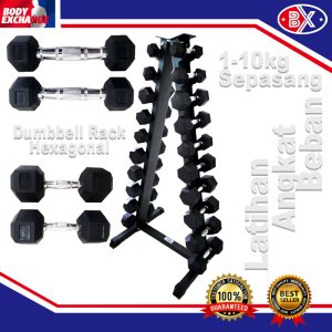 Dumbbell Set + Rack Hexagonal 1 kg-10 kg